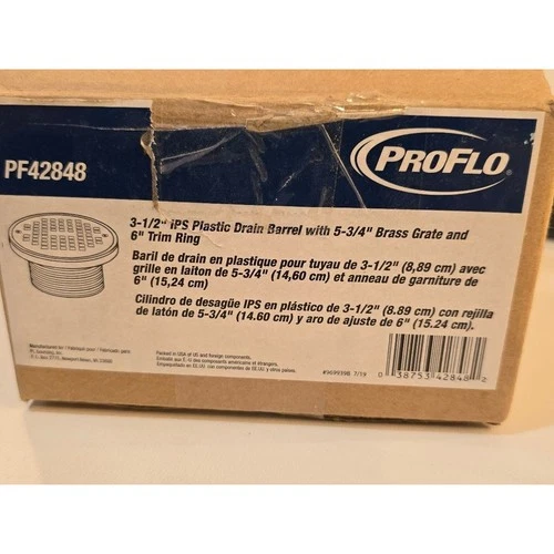 ProFlo PF42848 Plastic Drain Barrel with Brass Grate and Trim Ring Floor Drain - Picture 3 of 7
