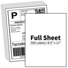 500 Sheets 500 Labels 8.5" x 11" Full Sheet Label Sticker Paper for Laser I...