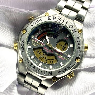 Seiko Alba Epsilon V084-8000 Digital-Analog Quartz Watch Gray From Japan