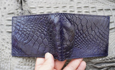 Money Clip Crocodile Allig Skin Leather Bifold Men's Wallet Real Blue  F22