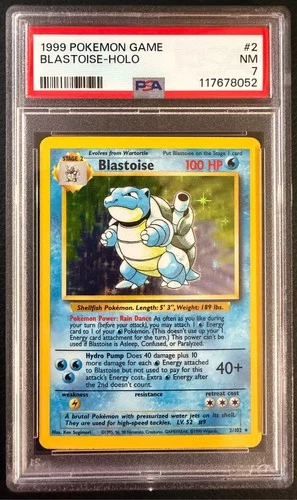 1999 POKEMON BASE SET UNLIMITED #2 BLASTOISE-HOLO PSA 7