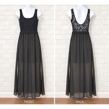 Womens Black Lace Whimsigoth Maxi Dress Size 4 Goth Sheer Dark Victorian Witchy