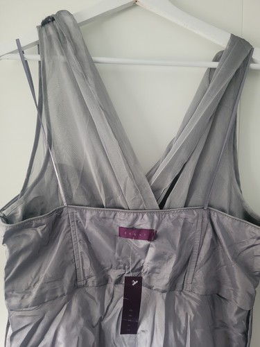 Debut Light Grey Silver Dress Chiffon Skater Evening bridesmaid Floaty 16 & 18 - Picture 9 of 11