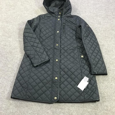 Lauren Ralph Lauren Quilted Coat Womens Medium Petite Black Hooded