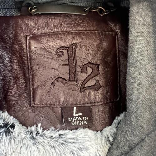 J2 Maroon Red Faux Leather Faux Fur Lined Removable Hoodie Zip Jacket Size Large - Picture 6 of 8