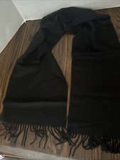 Covington 100% Acrylic Soft 11"x54" Scarf Black 3.5" Fringe