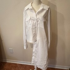 NY&C Asymmetrical Poplin Button Down Shirt Wo...