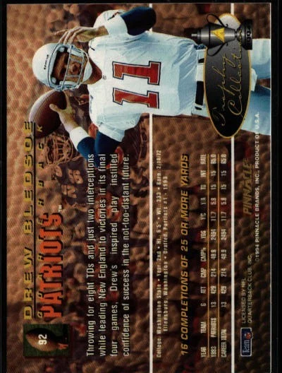1994 Pinnacle #92 Drew Bledsoe Trophy Collection - Image 2 of 2