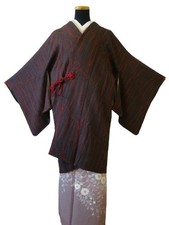 Japanese Kimono Sleeve 66.3cm Plate Long Size Michiyuki Coat Pure Silk 160cm
