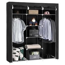 69" Closet Wardrobe Portable Clothes Storage Organizer w/ Metal Shelf Non-woven