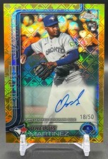 2025 Topps Logofractor Orelvis Martinez Rookie Auto Gold /50 Blue Jays