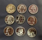 (9) Proof Washington Quarters 90% Silver 1953-1963 Great Average Price No Dups