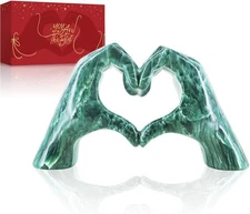 Aesthetic Heart Hands Marble Sculpture Modern Green Home