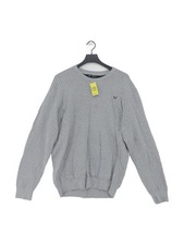 Crew Clothing Men's Jumper XXL Grey Polkadot 100 Cotton Round Neck Pullover