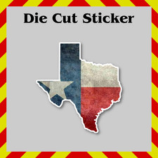 Texas Distressed Flag Sticker, State Shaped Waterproof Die-Cut Vinyl Decal
