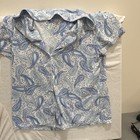 Women's Blue/White Paisley Pajama Set 2pc Button-Front Collared Short Sleeve S — photo 1