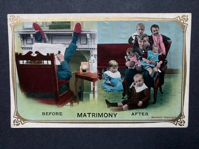 Matrimony Before & After Vintage Comic Postcard B54