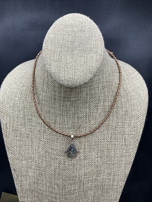 Barse Abalone Fount Necklace- Silver & Leather- NWT
