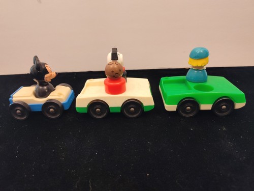 Vintage Fisher Price Little People & Mickey Mouse mit Hund & Autos | 7 Stück