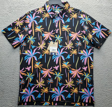 Chubbies Golf Polo Shirt Men Large Multi Tropical Palm Trees Performance Stretch