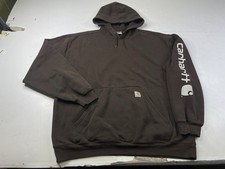 Vintage Carhartt Dark Brown Pullover Hoodie Sweatshirt Midweight Mens 2XL Y2K