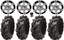 ITP SS212 14" Wheels Machined 27" Mega Mayhem Tires Suzuki KingQuad