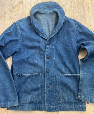 Vintage 1930's-40's WWII Denim U.S. Navy Shawl Collar Deck
