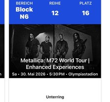 2 VIP Tickets Für Metallica: M72 World Tour |  Berlin PREIS pro Ticket 400 Euro 