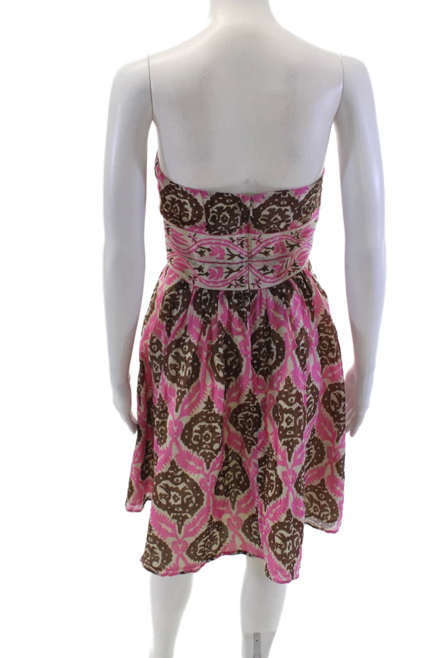 Vestido sin tirantes estampado de mezcla de algodón rosa talla 4 Plenty by Tracy Reese para mujer Foto 3 de 4