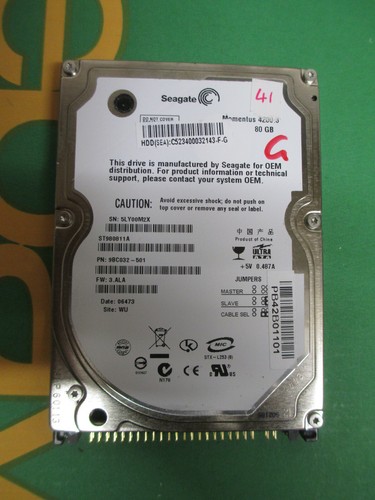 Seagate 80GB IDE PATA 2.5" Laptop Hard Disk Drive HDD ST980811A (I154-C) - Picture 5 of 11