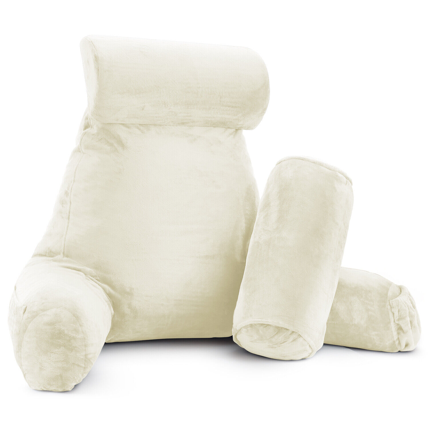 Large Soft Foam Reading & TV Relax Pillow + 2 Neck & Lumbar Pillows with Pockets - Picture 279 of 357