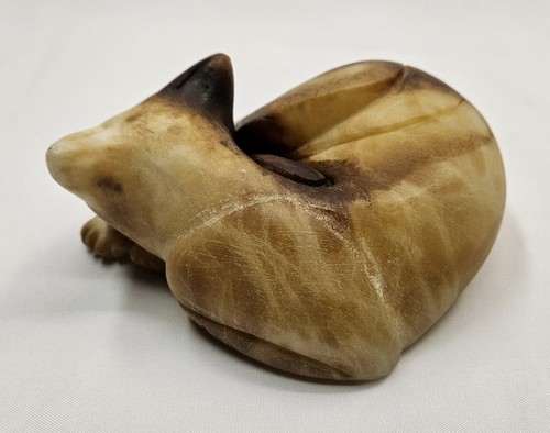 Vintage Genuine Alabaster Sleeping Cat Figurine Statue Hand Carved Made in Italy - Picture 9 of 16