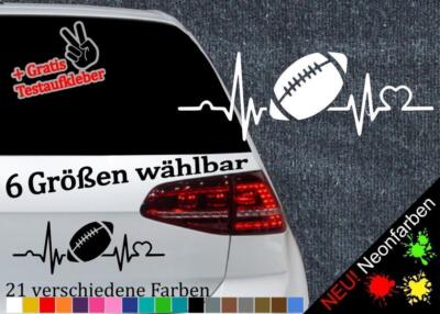 Herzschlag Football Aufkleber -6 Größen 21 Farben- Fieldgoal Endzone Quarterback