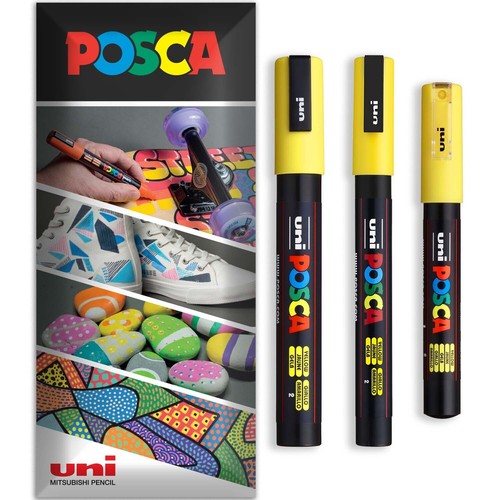 POSCA Paint Marker Pen - Water Based Permanent Multi Surface - Packs of 3 Pens - Picture 59 of 62