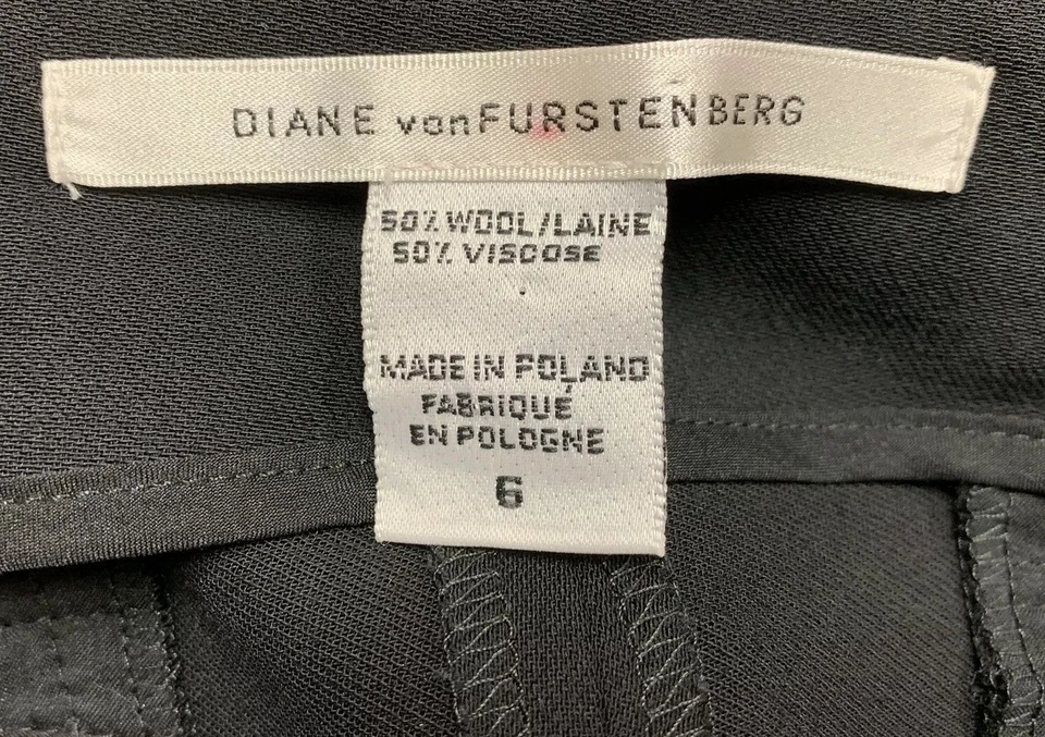Брюки Diane von Furstenberg Ryan 6 шерстяная смесь черные прямые - Изображение 2 из 4