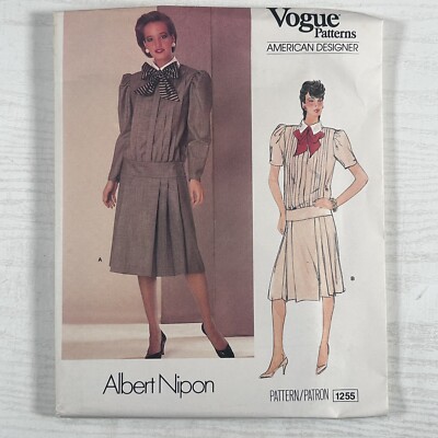 Vogue Designer Schnittmuster 1255 Kleid Albert Nipon Größe 12 U/C FF