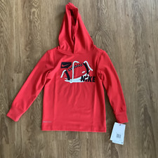 Boy's Nike DRI-FIT long sleeve shirt size 4 XS Red with football hood