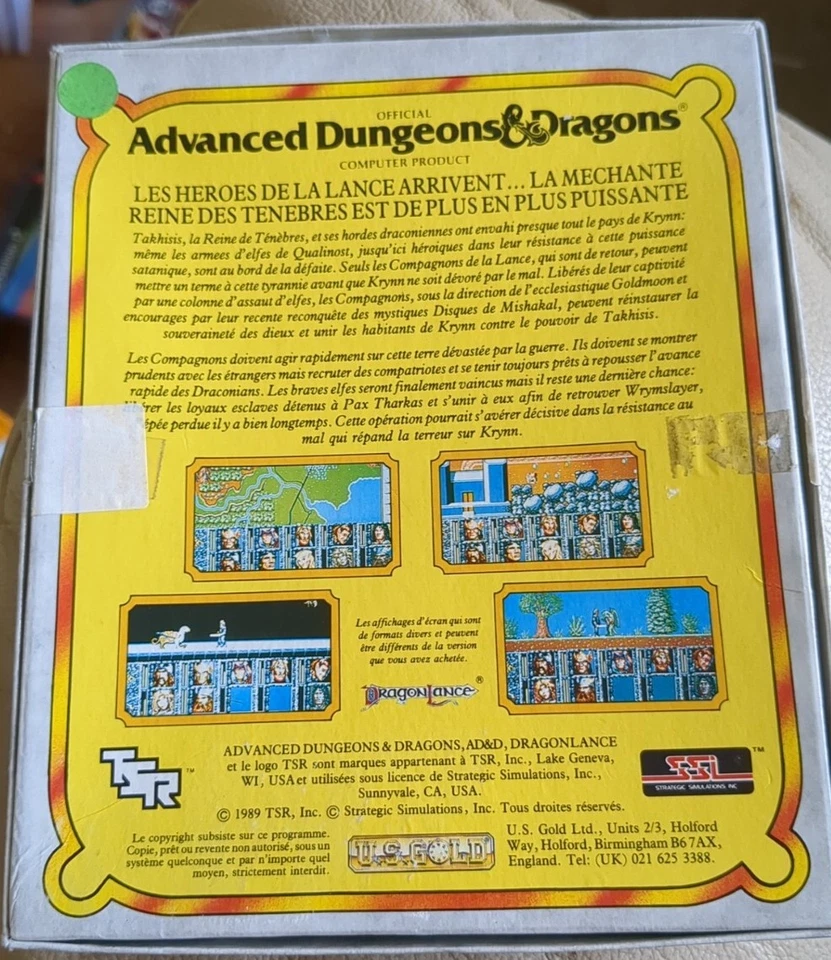 Atari ST Advanced Dungeons & Dragons Dragons of Flame Boxed - FRENCH VERSION  - Image 2 of 4