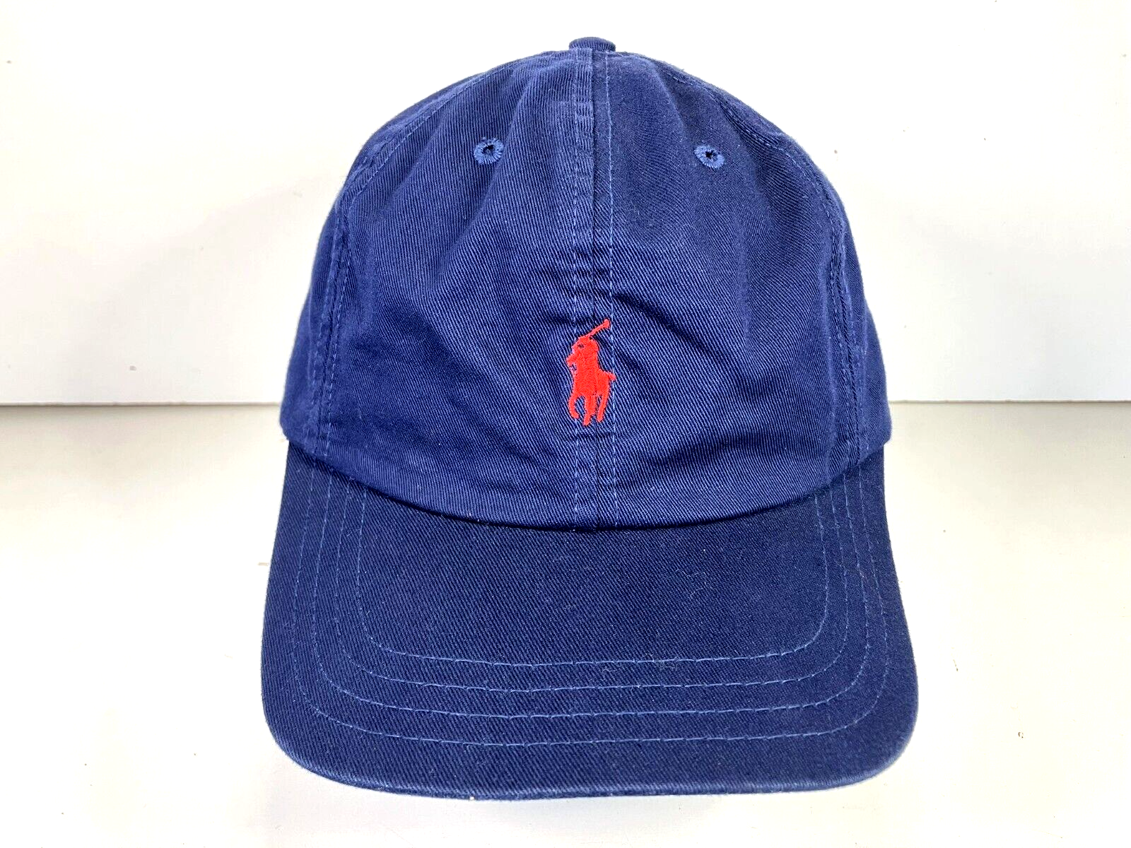 Cappello da baseball vintage POLO RALPH LAUREN blu rosso logo pony made in USA BERRETTO golf escursione palestra