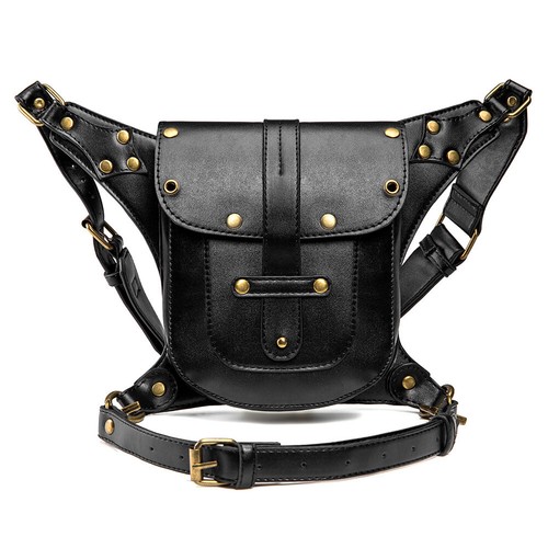 Punk Damen Gürteltasche Bauchtasche Hüfttasche Tasche Waist Belt Bag PU Radsport - Bild 16 von 16