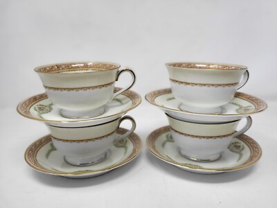 4 Noritake 3725 Durer Cup and Saucer Sets