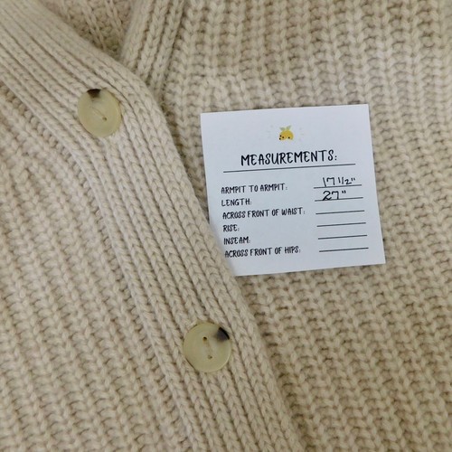 VINCE Fitted Ribbed Wool Yak Cardigan Sweater Winter White Knitwear X-Small - Picture 13 of 13