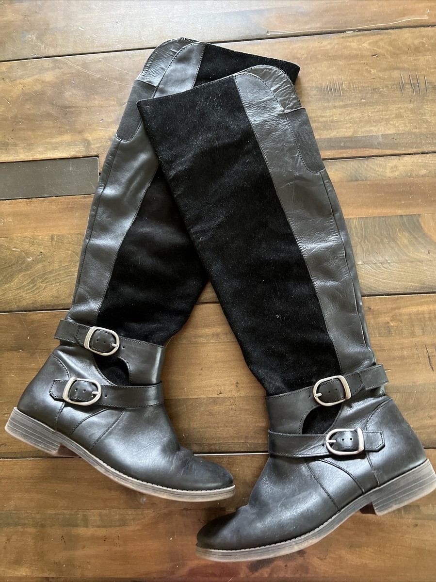 Lucky Brand knee high boots suede and leather Size Black