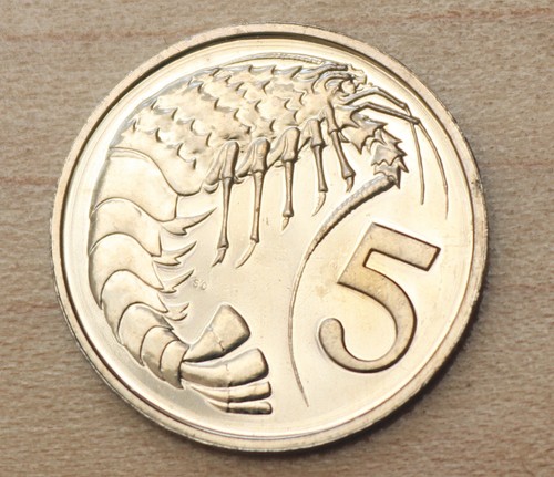 1973 Cayman Islands 5 Cents Pink-Spotted Shrimp