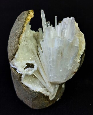 Scolecite Blow Spery W/ MM Quartz in geode formation mineral specimen