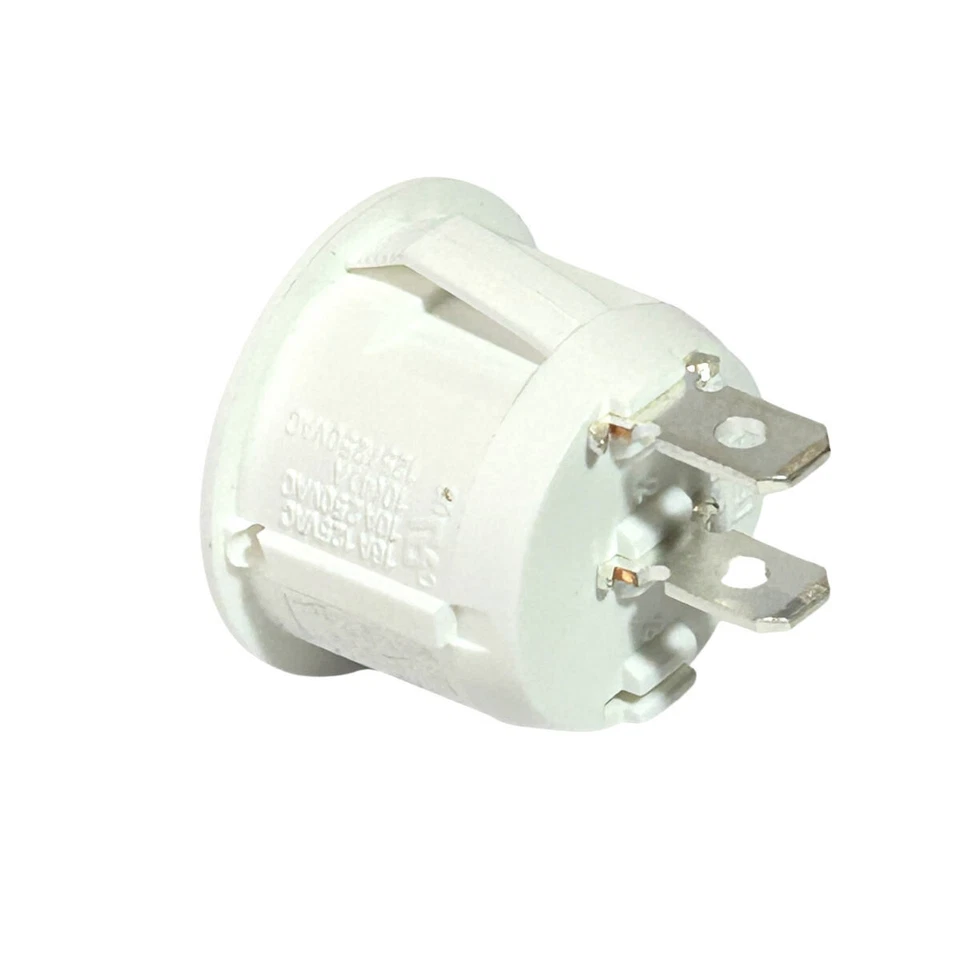 On-Off Round Rocker Switch 20mm, 10A 250Vac / 20A 12Vdc, 2 Position SPST White - Image 4 of 4