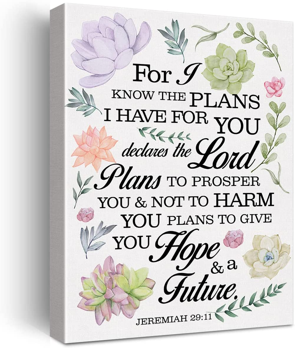 Floral Nursery Bible Verse Print Canvas Wall Art Home Decor 