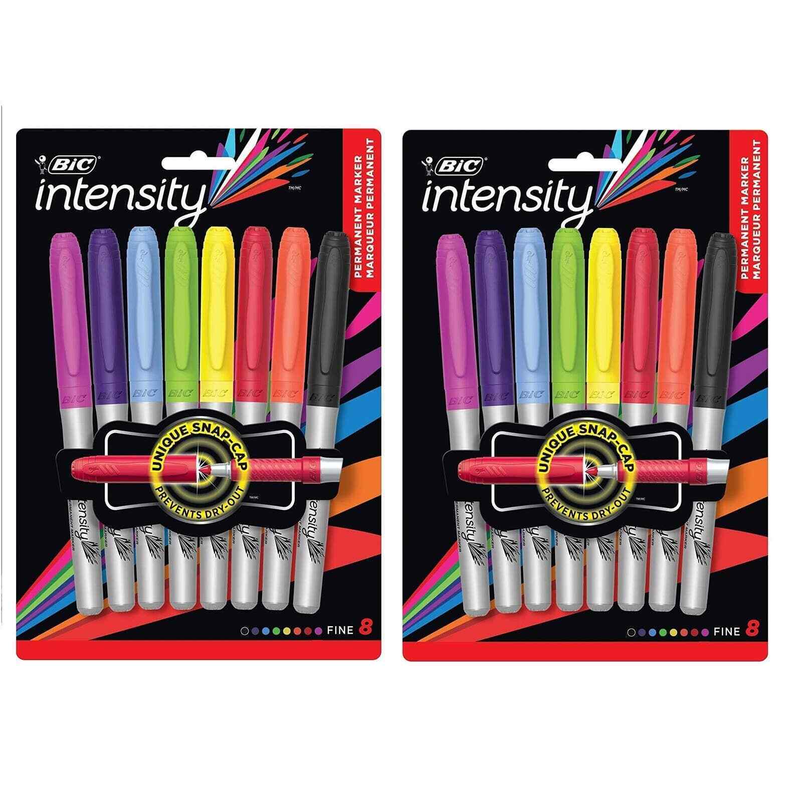 Bic Intensity Ultra Fine Permanent Markers 5 Ct - Snap Cap - Multi-Color NEW