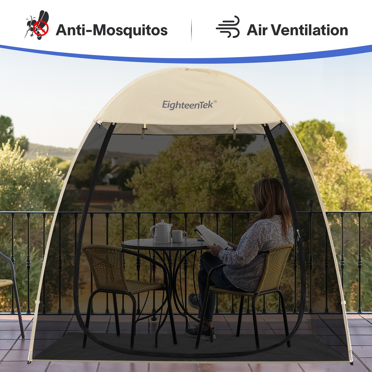 EighteenTek Pop Up Screen House Balcony Tent Outdoor Canopy