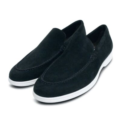 John weiße dunkelblaue Wildleder Designer Freizeit Halbschuhe